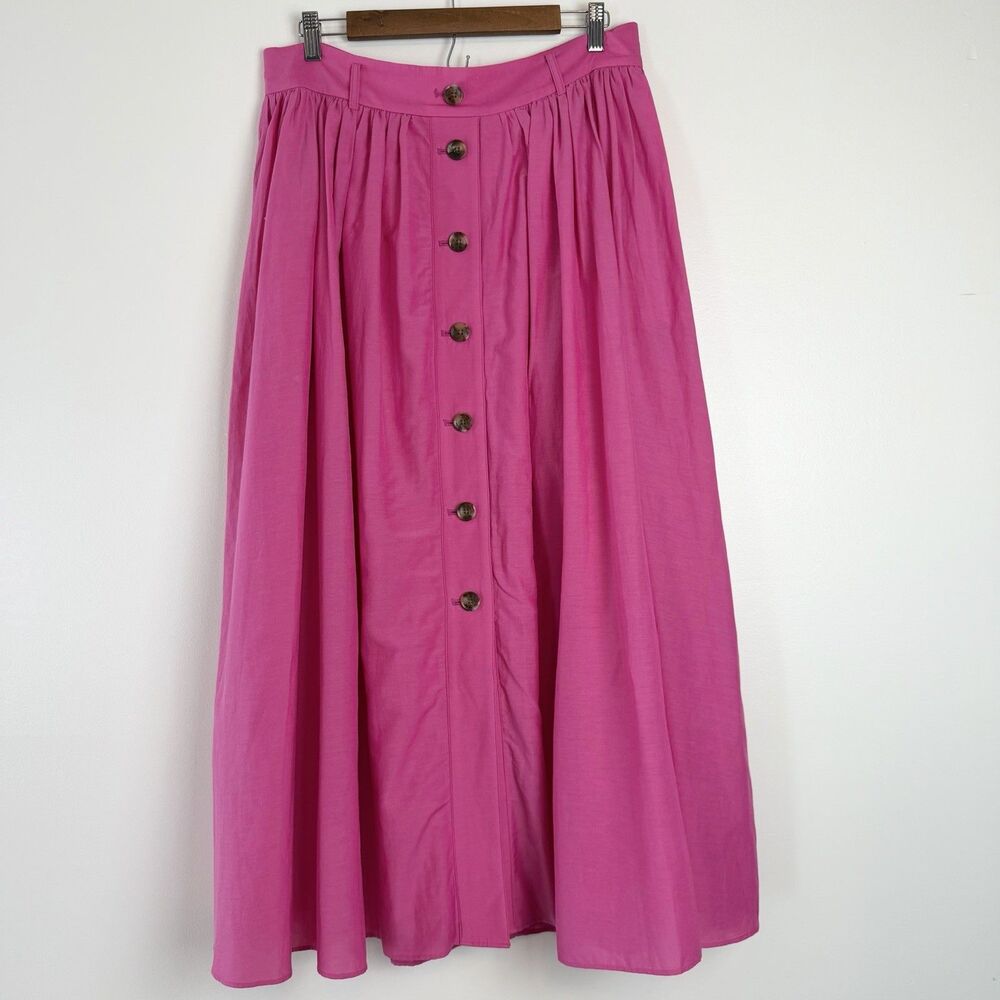Ann Taylor Pink Midi Skirt A-Line Full Pockets Women’s 12